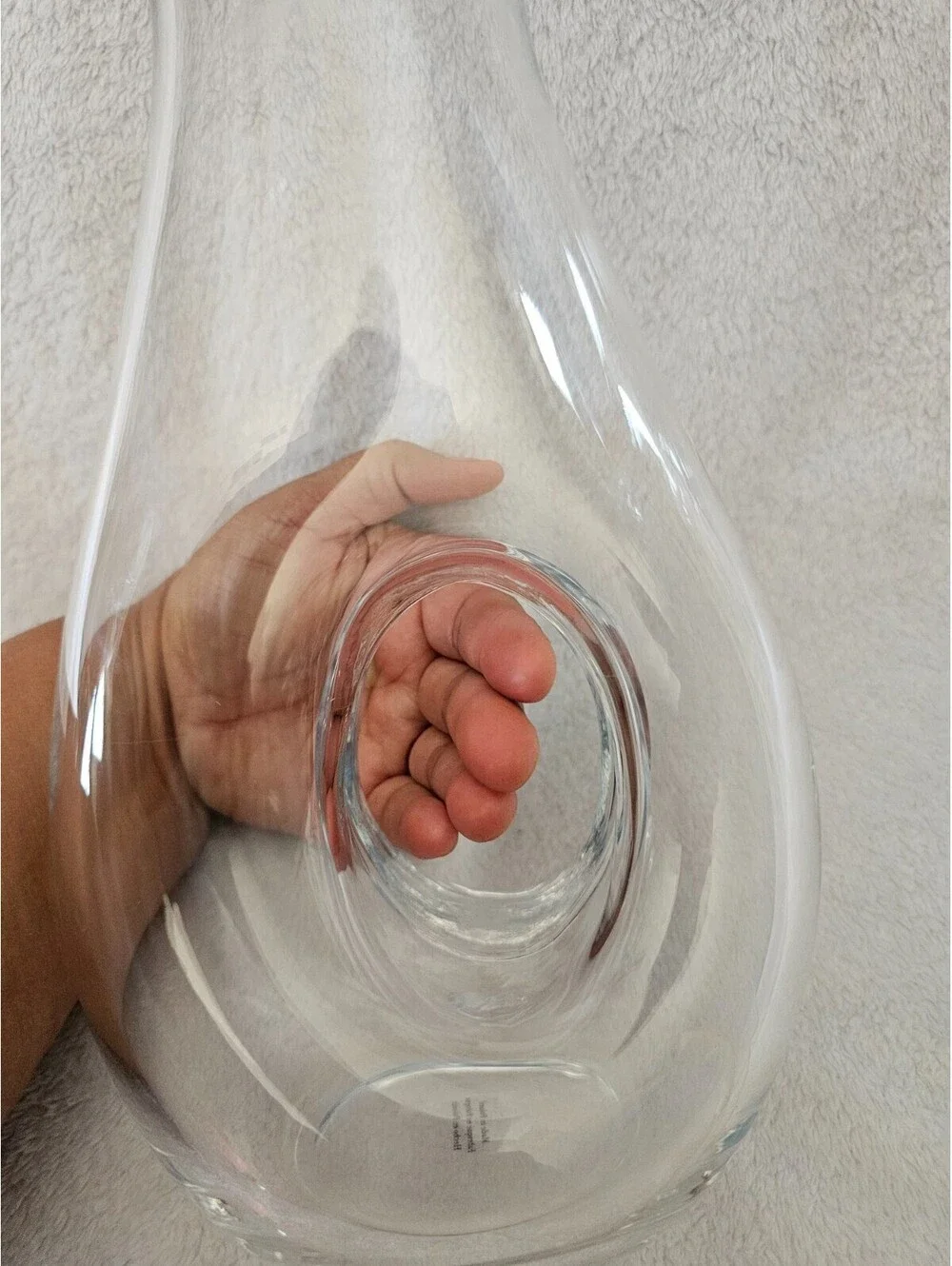 Unbranded Donut Hole Pitcher Vase Clear Glass 11.5